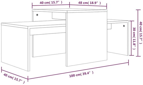 Couchtisch-Set, Sofatisch Grau Sonoma 100x48x40 cm Holzwerkstoff Bild 6
