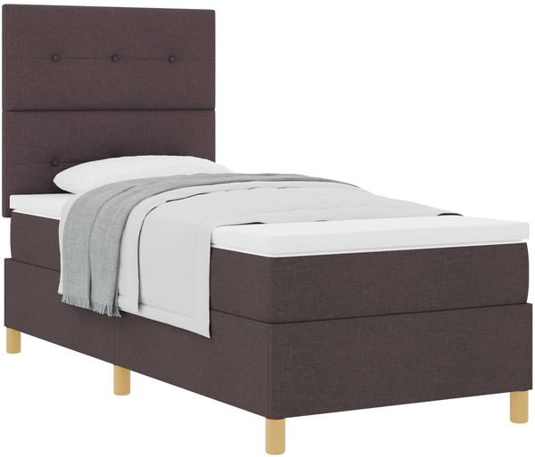 vidaXL Boxspringbett mit Matratze Dunkelbraun 90 x 200 cm Stoff 3339591 Bild 2