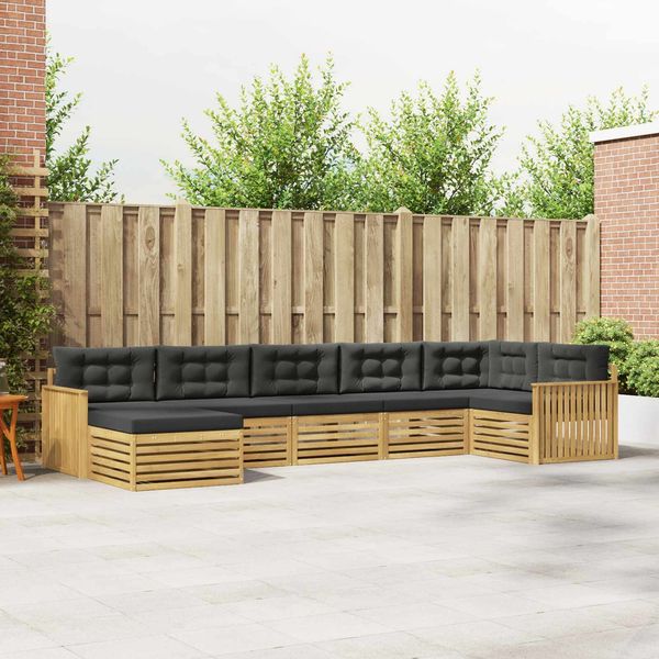 vidaXL Outdoor-Sofagarnitur mit Kissen 7 pcs Weiß und Anthrazit 3390842
