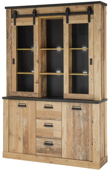 Buffet Shilo / Sherwood, Holzwerkstoff, Metall, Holzfarben, 133 x 201 x 38 cm