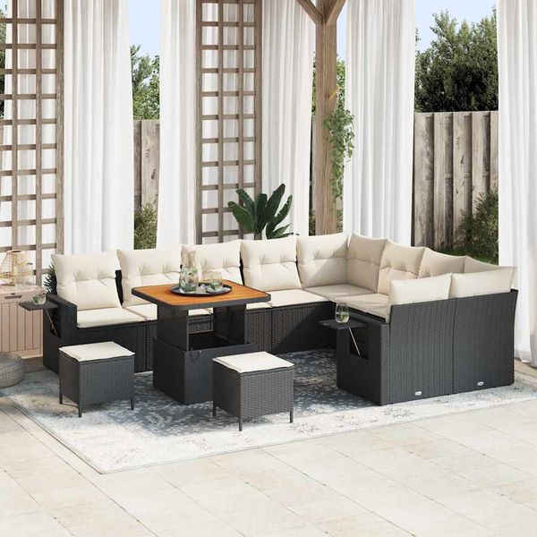 vidaXL Gartensofa-set 12 pcs Schwarz Poly-Rattan 3361780