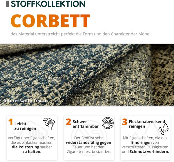 Ecksofa Bangkok Premium (Farbe: Piano 02 + Piano 02 + Corbett 21, Seite: Rechts) Bild 7