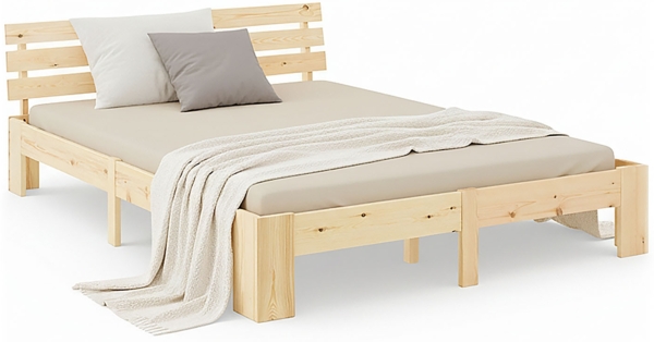 Homestyle4u Futonbett, massives Kiefernholz, Natur, 180x200 cm