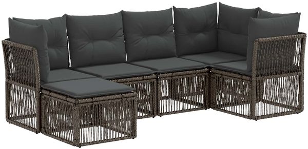 vidaXL Gartensofa-set 6 pcs Grau Poly-Rattan 3434291