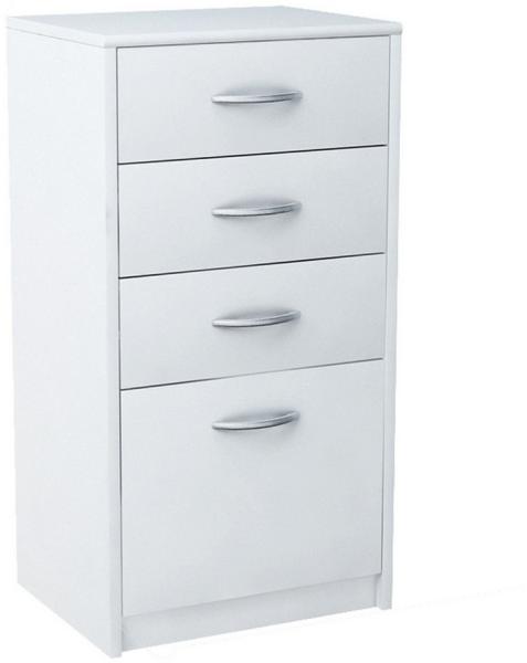 Home Collective Kommode mit 4 Schubladen mit matter Oberfläche, Kommode 45cm breit Holz (Schlafzimmer Wohnzimmer Flur Büro Organizer, Metallrollen mit Auszugsstopp), Schrank Kommode mit Schubladen Sideboard Highboard Weiß