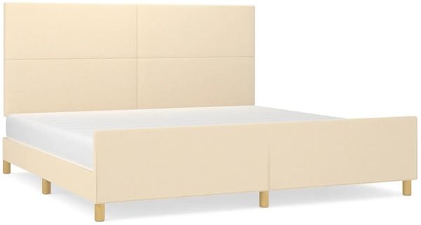 Doppelbett, Bettgestell Modernen ohne Matratze Creme 200x200 cm Stoff d2026e