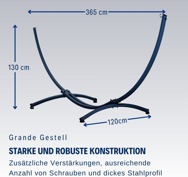 Potenza Pereira Hängematte mit Gestell – 220kg für 2 Personen I 100% Baumwolle Hängematte - 230x160, 200kg I Zebra Bild 5