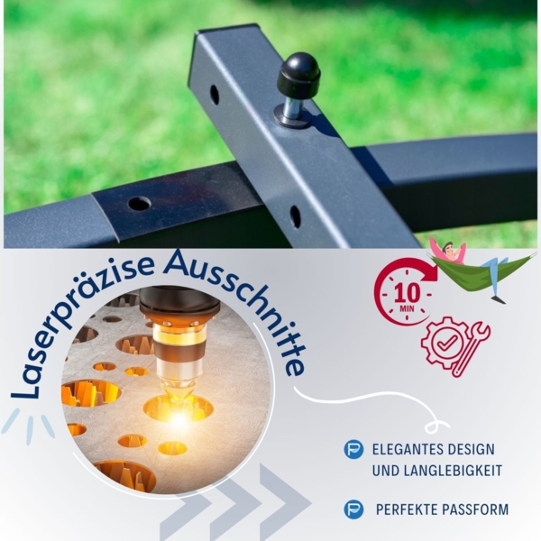 Potenza Pereira Hängematte mit Gestell – 220kg für 2 Personen I 100% Baumwolle Hängematte - 230x160, 200kg I Zebra Bild 6