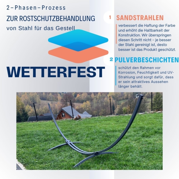 Potenza Pereira Hängematte mit Gestell – 220kg für 2 Personen I 100% Baumwolle Hängematte - 230x160, 200kg I Zebra Bild 3