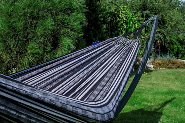 Potenza Pereira Hängematte mit Gestell – 220kg für 2 Personen I 100% Baumwolle Hängematte - 230x160, 200kg I Zebra Bild 7