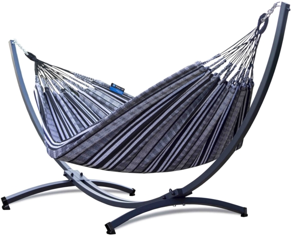 Potenza Pereira Hängematte mit Gestell – 220kg für 2 Personen I 100% Baumwolle Hängematte - 230x160, 200kg I Zebra Bild 1