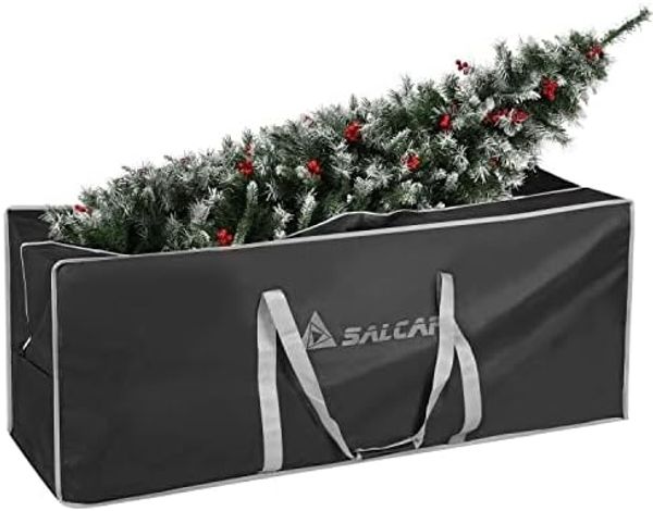 SALCAR Weihnachtsbaum Aufbewahrungtasche, Weihnachtsbaum Transporthülle für 1,8m/2,1m/2,4m Tannenbaum und Andere Weihnachtsdekorationen, aus 600D Oxford, Reißfest Wasserdicht, Schwarz