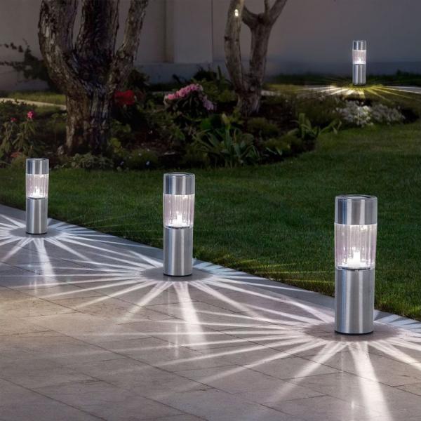 4er Set LED Edelstahl Solarlampen für den Außenbereich