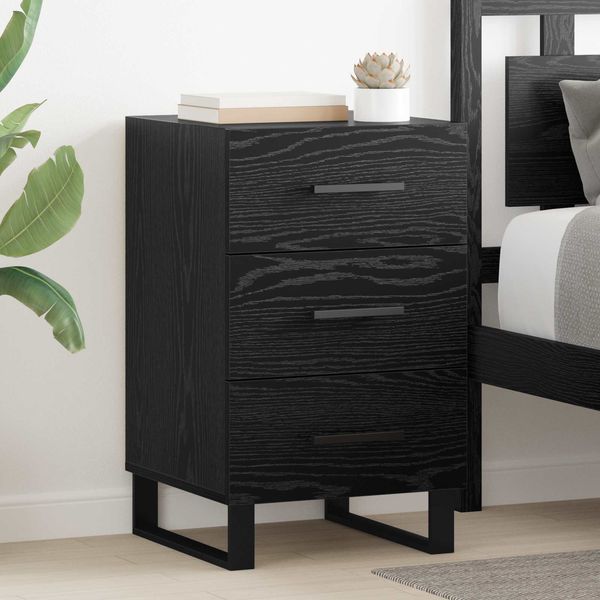 vidaXL Nachttisch Schwarz Eichen-Optik 40 x 40 x 66 cm Holzwerkstoff 882145