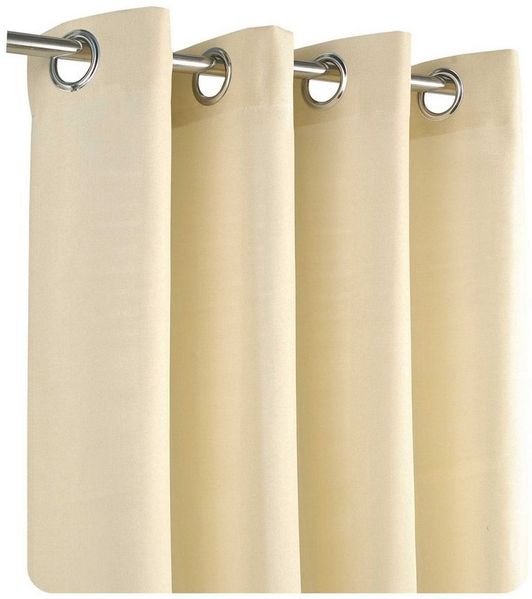 Haus und Deko Gardine Vorhang Leinenoptik 140x245 cm Ösen 2er Set blickdicht Struktur uni (2 St), Ösen, blickdicht, Polyester