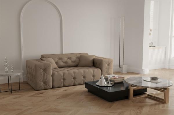 Sofa Designersofa CHANTAL 2-Sitzer in Stoff Opera Velvet Taupe