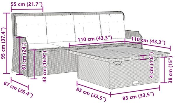 vidaXL 3-tlg. Garten-Sofagarnitur mit Kissen Grau Poly Rattan 3262588 Bild 10