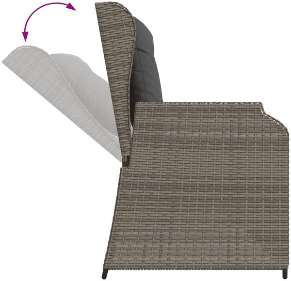 vidaXL 3-tlg. Garten-Sofagarnitur mit Kissen Grau Poly Rattan 3262588 Bild 6