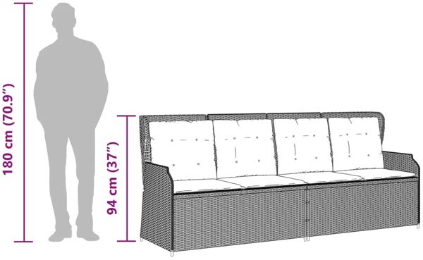 vidaXL 3-tlg. Garten-Sofagarnitur mit Kissen Grau Poly Rattan 3262588 Bild 11