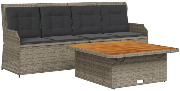 vidaXL 3-tlg. Garten-Sofagarnitur mit Kissen Grau Poly Rattan 3262588 Bild 2