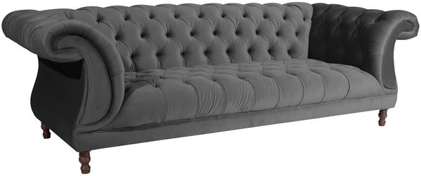 Chesterfield Sofa 3-Sitzer Kaylin Samtvelours anthrazit