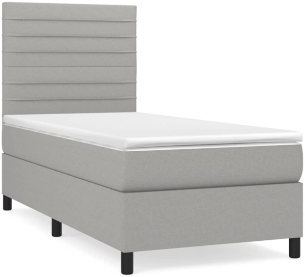 vidaXL Boxspringbett mit Matratze Hellgrau 90x200 cm Stoff, Härtegrad: H2 [3141825]
