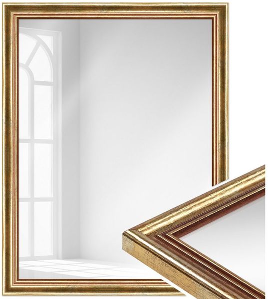 WANDStyle Wandspiegel H400, Vintage Spiegel Gold 40x50 cm, großer Wandspiegel Gold 40x50 Holz