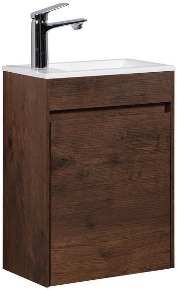 Badplaats Gäste-WC Waschtisch Set Sinta 40x22 cm Walnuss Braun - Badmöbel Set mit Waschbecken und Unterschrank, Vormontiert und mit Soft-Close