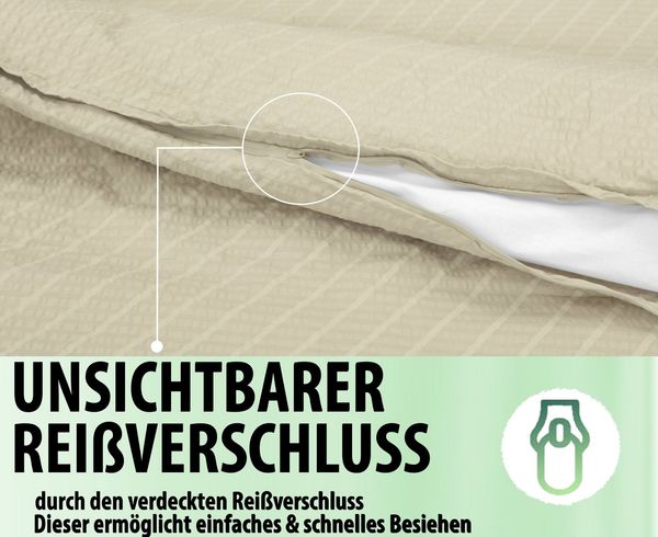 Betz Bettwäsche Seersucker 2tlg. Garnitur Set mit Reißverschluss, Baumwolle, 2 teilig, 100% Baumwolle