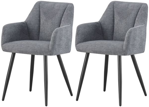 Stuhl 2er Set Barcelona Stühle in Anthrazit - gemütliches Design - B/H/T: 55x82x62 cm