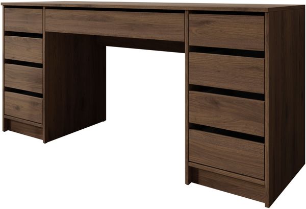 Schreibtisch Ada Bis mit 9 Schubladen (Farbe: Nuss Okapi)