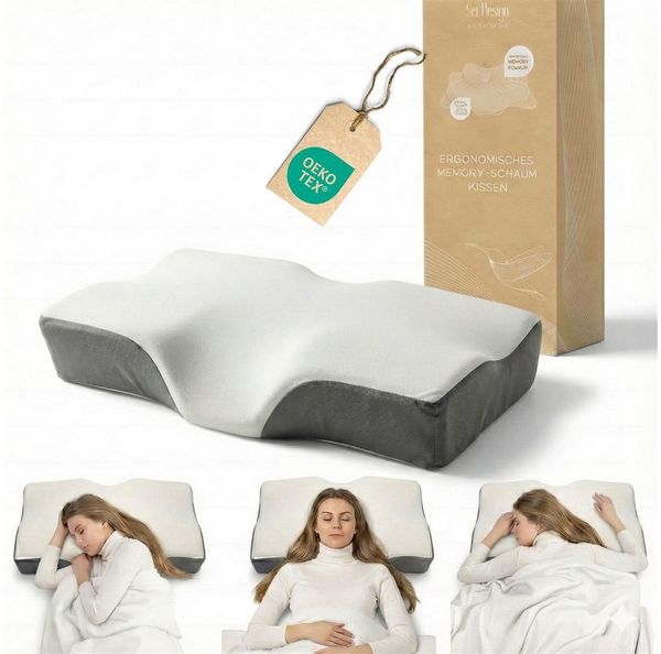 SEI Design Nackenstützkissen Memory-Foam Kissen Nackenstützkissen 40x60x12 cm – kühlender Bezug, Füllung: Memory Schaum, Bezug: Thermoregulierender Bezug, Seitenschläfer, Rückenschläfer, Bauchschläfer, Visco Elastik Schaum, Ergonomische Kontur, beidsei...