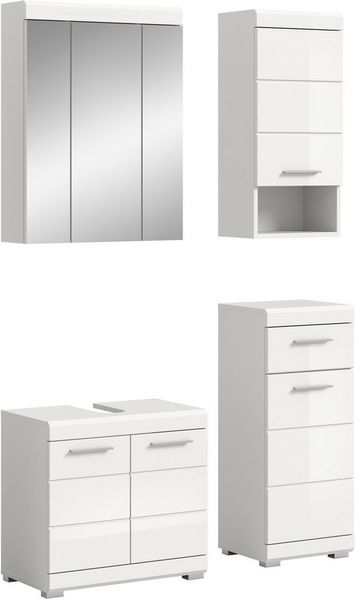 INOSIGN Badmöbel-Set Siena, 4 teilig, bestehend aus:, (Set), Waschbeckenunterschrank, Spiegelschrank, Unterschrank, Hängeschrank