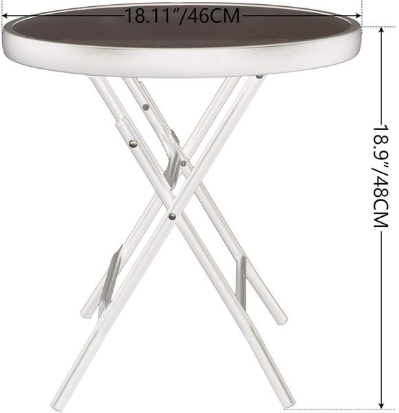 Klappbarer Beistelltisch Glas Metall Gartentisch Kaffeetisch für Balkon Garten Bild 3