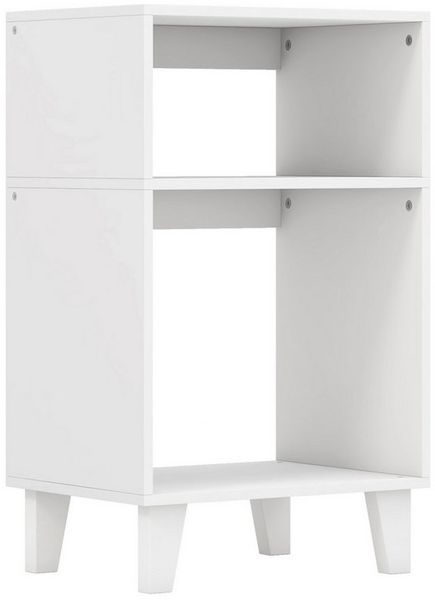 COSTWAY Nachttisch, 3-stufig, mit Ablagen&Beinen, schmal, Holz, weiß