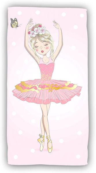 Ballerina Baumwolle Strandtuch Frottee Badetuch mit Premium Druck, 70x140 cm