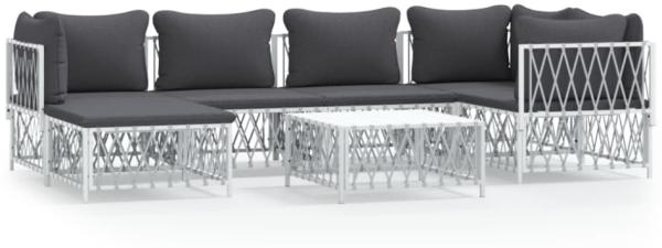 vidaXL 7-tlg. Garten-Lounge-Set mit Kissen Weiß Stahl 3186894