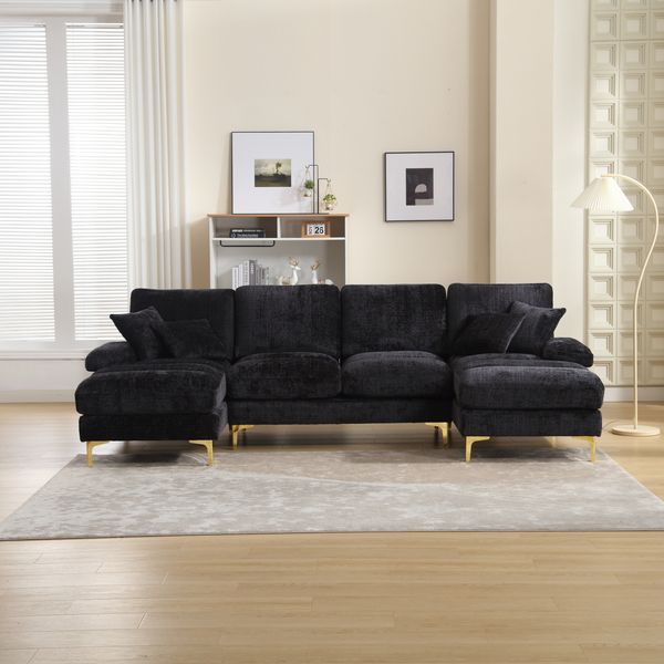 4-Sitzer Wohnlandschaft U-Form B 272 x T 136 x H 88 cm aus Chenille