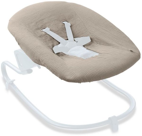 hauck Schonbezug für Babywippen und Newborn Aufsätze Alpha Bouncer Premium, Alpha Bouncer Deluxe, Alpha Bouncer 2in1, Atmungsaktive Musselin Baumwolle, 85 x 74 x 0,25 cm (Beige)