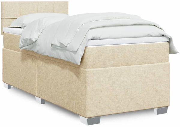 vidaXL Boxspringbett mit Matratze Creme 90x200 cm Stoff 3285776