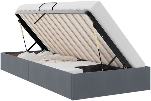vidaXL Ottoman Bettgestell mit Speicher Dunkelgrau 100 x 200 cm Samt 3442863 Bild 2