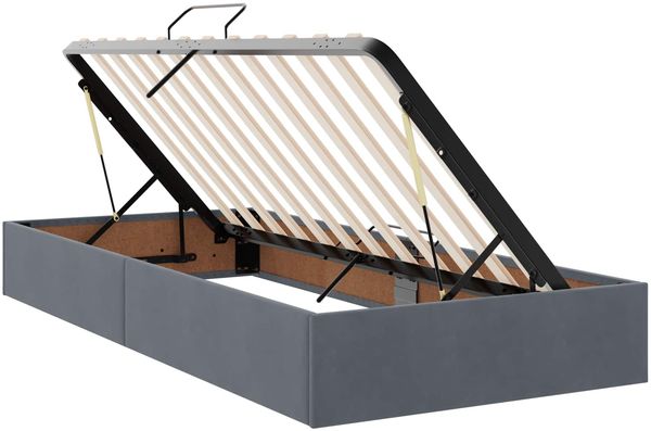 vidaXL Ottoman Bettgestell mit Speicher Dunkelgrau 100 x 200 cm Samt 3442863 Bild 6