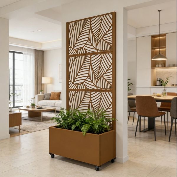 casa. pro Blumenkasten, mit Trennwand »Surnskoki« mit Rollen Stahl 190 x 82 x 38 cm Braun