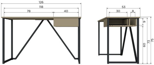 Schreibtisch New Julius aus FSC-Kiefernholz, modern mit Schublade, hellgrau, 126 x 53 cm Bild 7