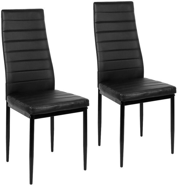JEOBEST Esszimmerstuhl (2er-Set), Eleganter Stuhl mit hoher Rückenlehne, Kunstleder-Bezug, Polsterstuhl mit Metallbeinen
