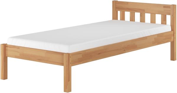 Erst-Holz Einzelbett mit Kopfteil Überlänge Buchebett geölt Massivholz 100x220 mit Rollrost und Matratze