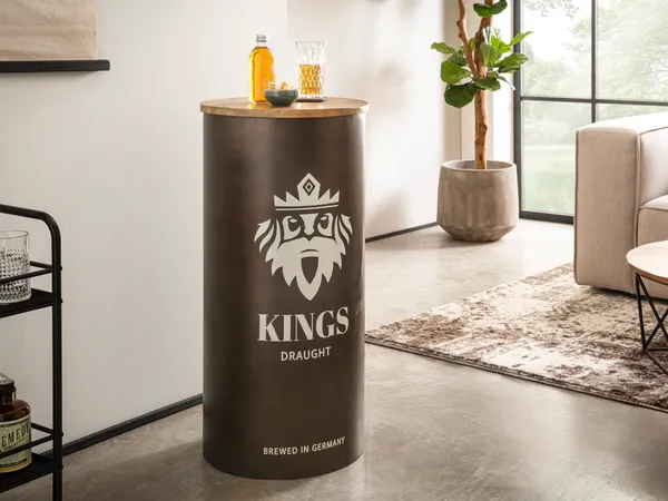 massivum Beistelltisch Barregal Kings Barrel braun 40x84x40 cm Mango Holz Metall Fassdesign Barmöbel Flaschenregal Wohnzimmer Regal