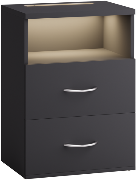 CASARIA® Nachttisch mit Schubladen & Beleuchtung Anthrazit