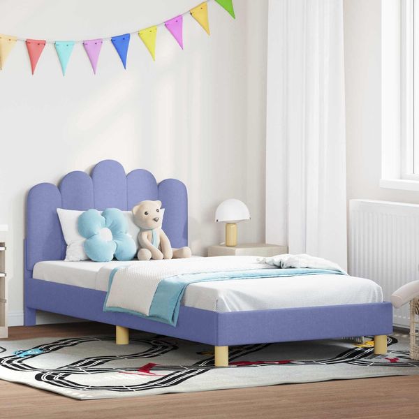 vidaXL Kinderbettgestell mit Kopfteil Jeans blau 90 x 200 cm Stoff 42011063