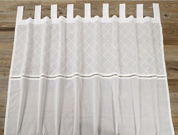 matches21 HOME & HOBBY Scheibengardine Scheiben-Gardine Spitze Landhaus-Stil lang 105 x 250 cm Baumwolle (1 St), Schlaufen, Kurz-Gardinen als blickdichter Wohnzimmer Vorhang Küchen-Gardine